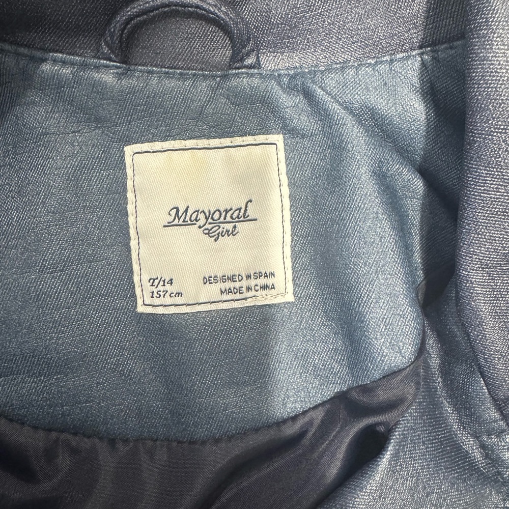 MAYORAL***Floral Navy Pleather Jacket***Size 14 EUC - Picture 4 of 4